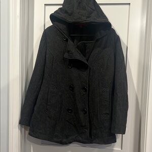 Women's Anne Klein Black/Grey Hooded Jacket Large